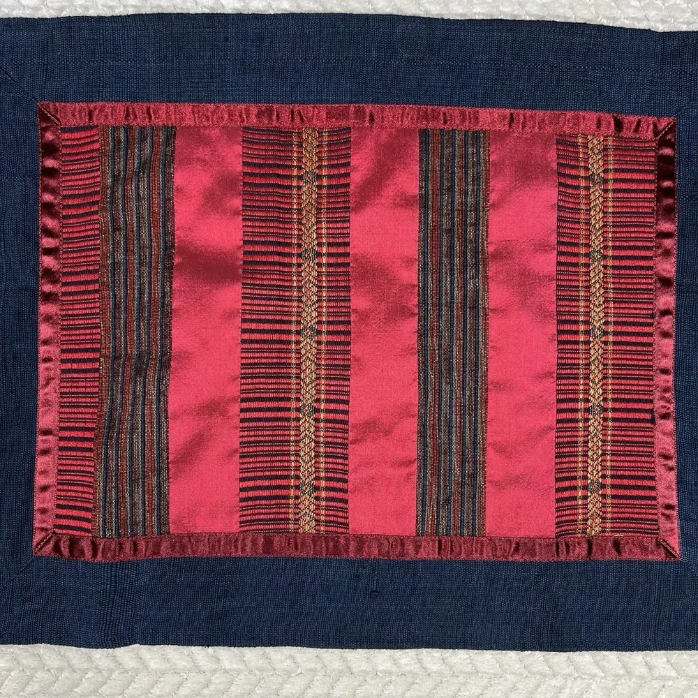 Handwoven Sop Moei Arts Pwo Karen Silk Placemats 18x13 Sustainable Indo Chic Lux